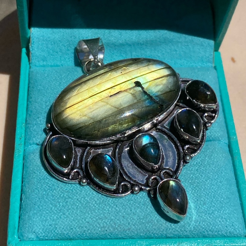 Labradorite & Sterling Silver Handcrafted Pendant 2.6”
